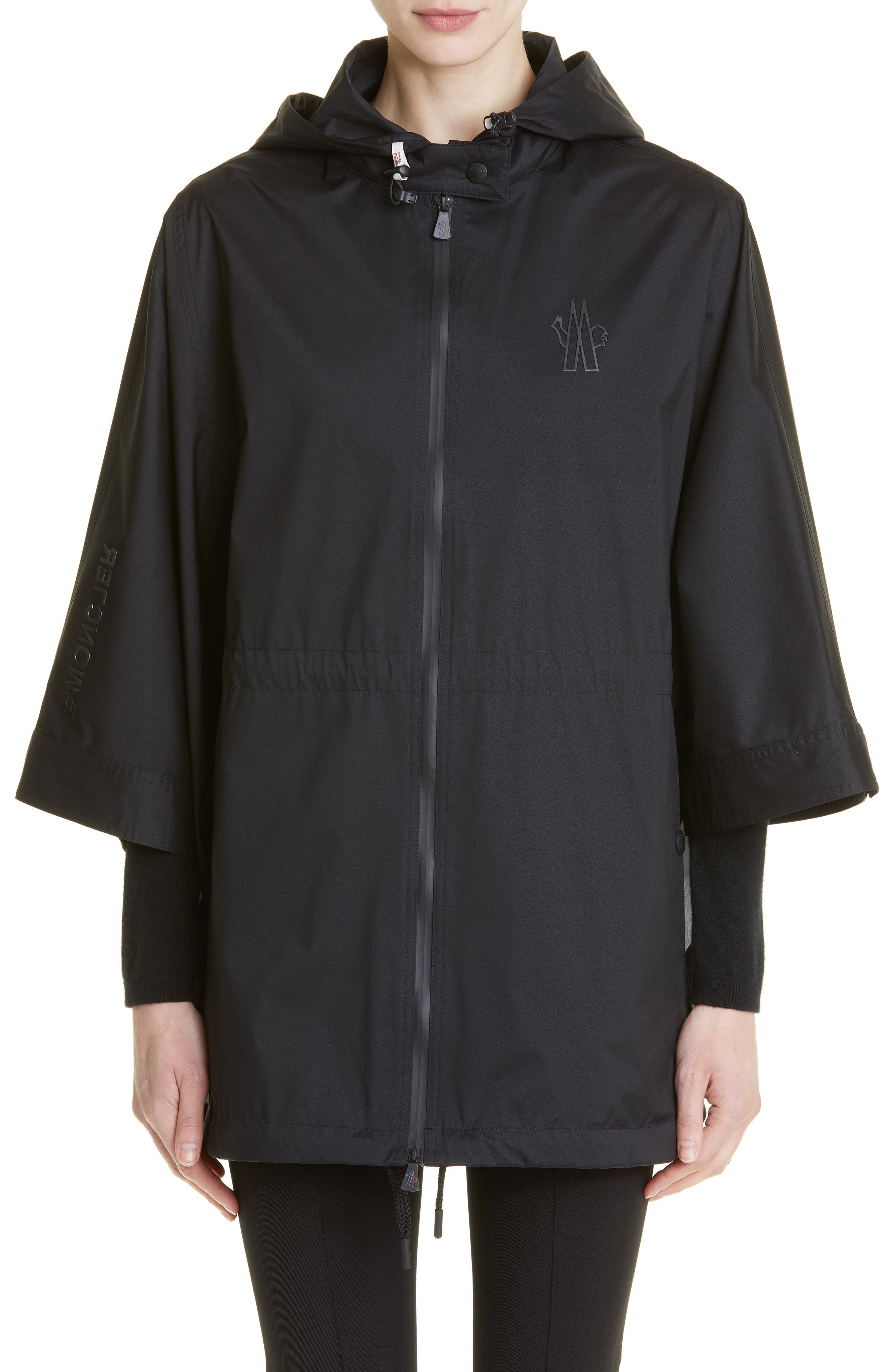 Logo Zip Hooded Nylon Cape