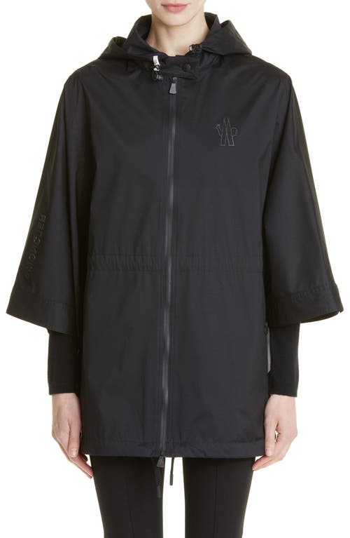 Moncler Grenoble Logo Zip Hooded Nylon Cape in Black  product