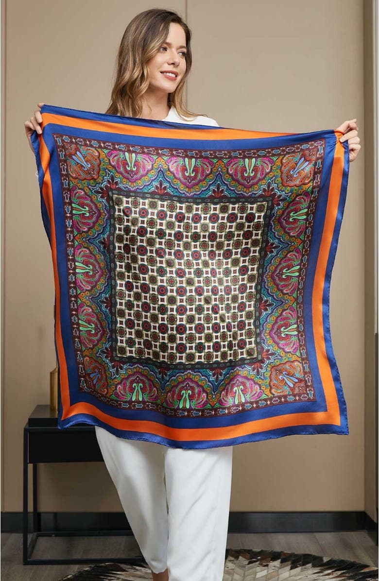 SILKSILKY Pure Silk Bohemian Square Scarf, Alternate, color, Multi