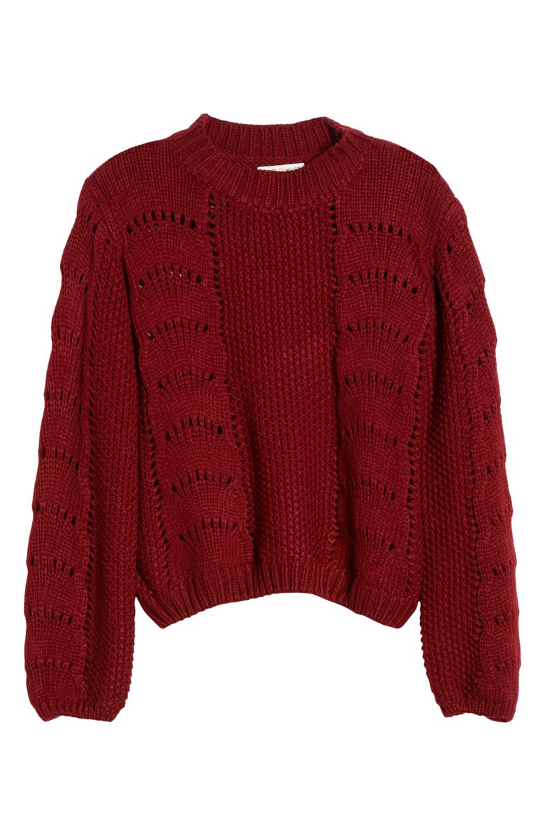 Woven Heart Pointelle Sweater, Alternate, color, 