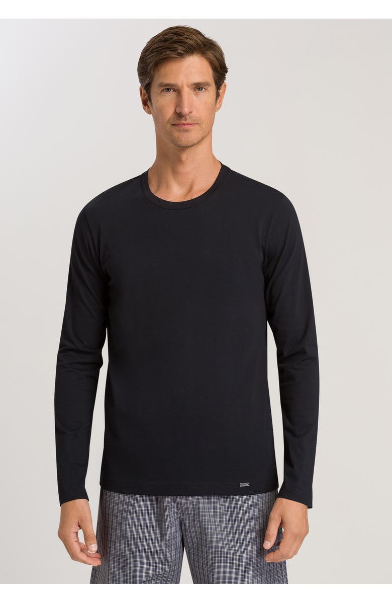 Hanro Living Cotton Crew Neck Top, Alternate, color, Black