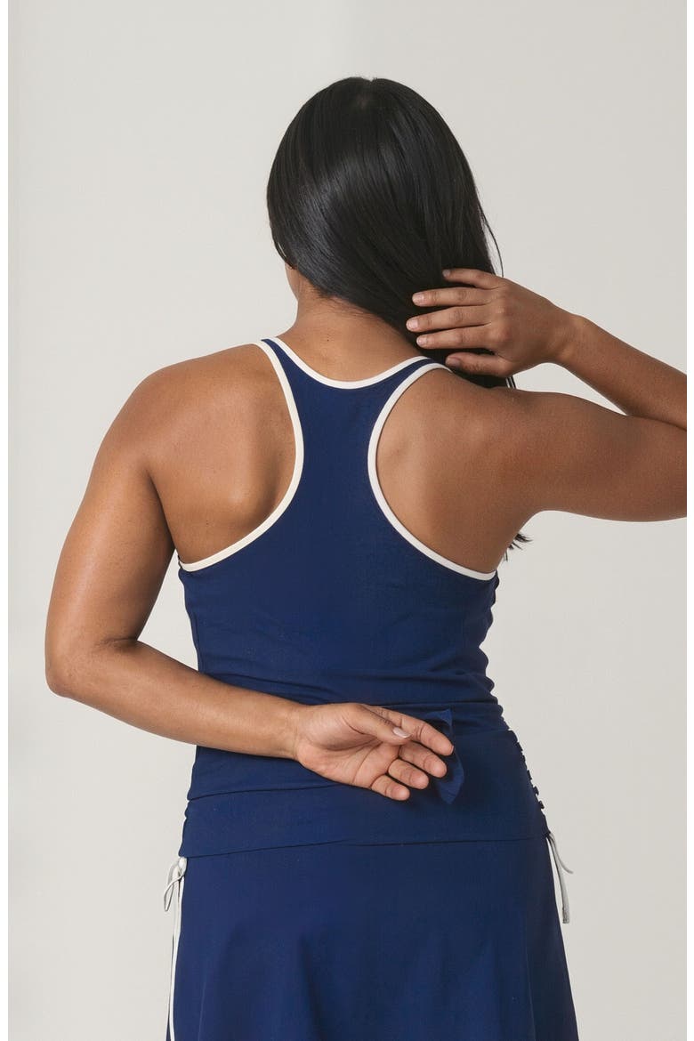 Plus Size Maya Tankini Swim Top With Removable Cups Two-Toned Collection, Alternate, color, Navy & White