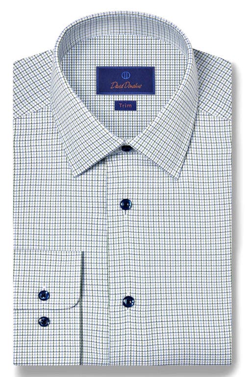 David Donahue Trim Fit Microcheck Textured Cotton Dobby Dress Shirt In Blue