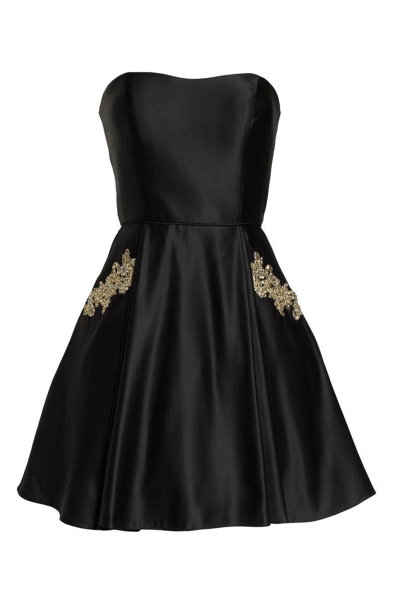 Blondie Nites Satin Appliqué Party Dress, Alternate, color, 