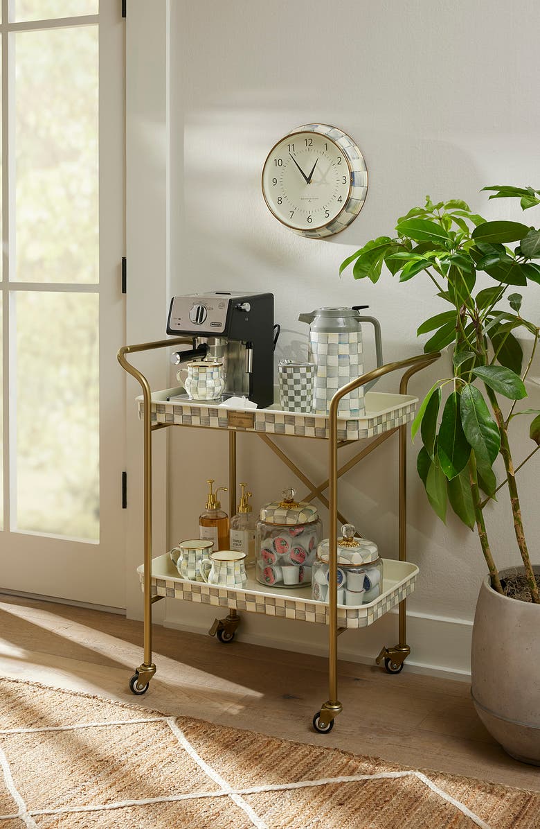 MACKENZIE CHILDS Sterling Check School Wall Clock, Alternate, color, Grey/ White