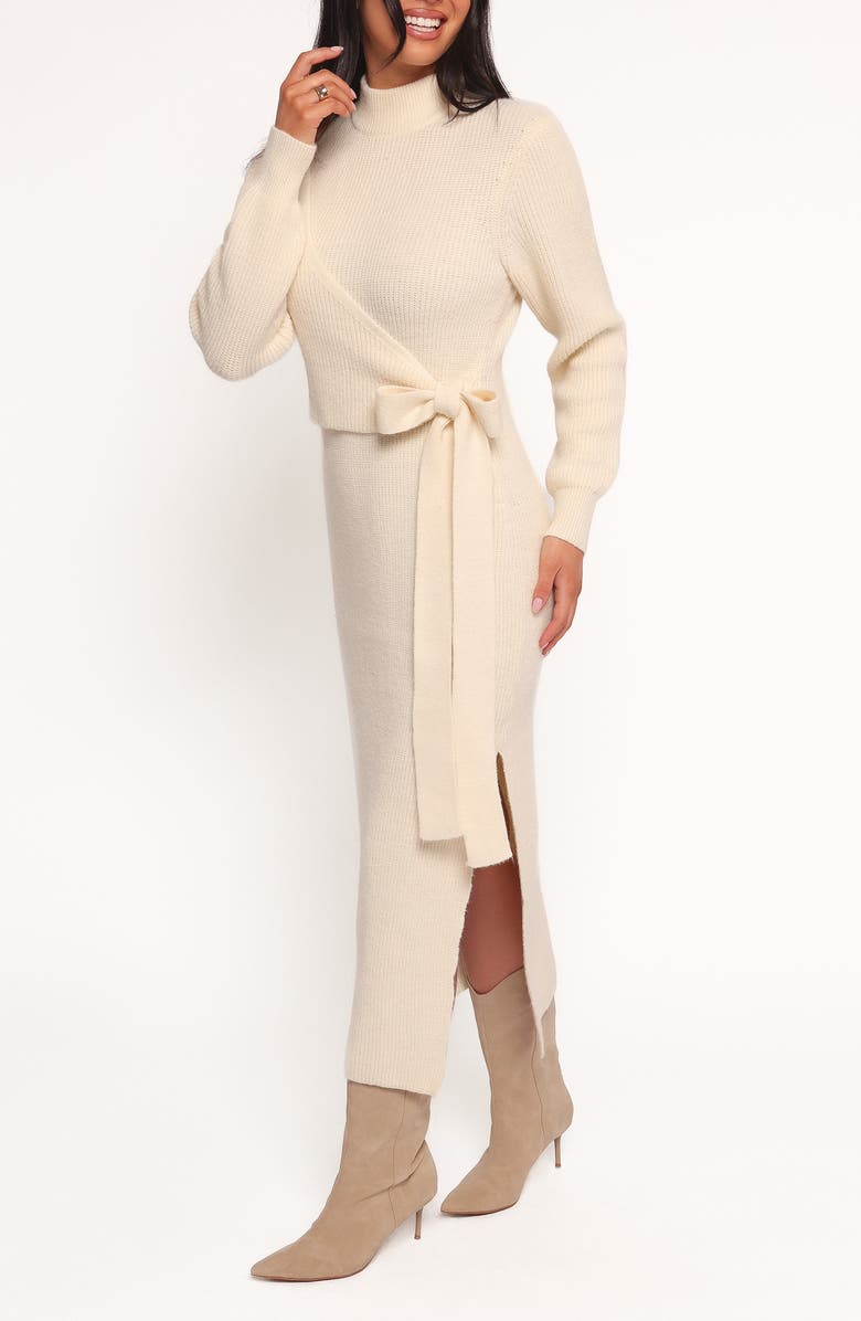 Petal & Pup Aerin Long Sleeve Knit Dress, Alternate, color, Cream
