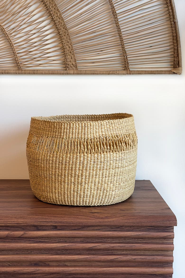 Mixed Weave Natural Planter Basket, Alternate, color, Natural