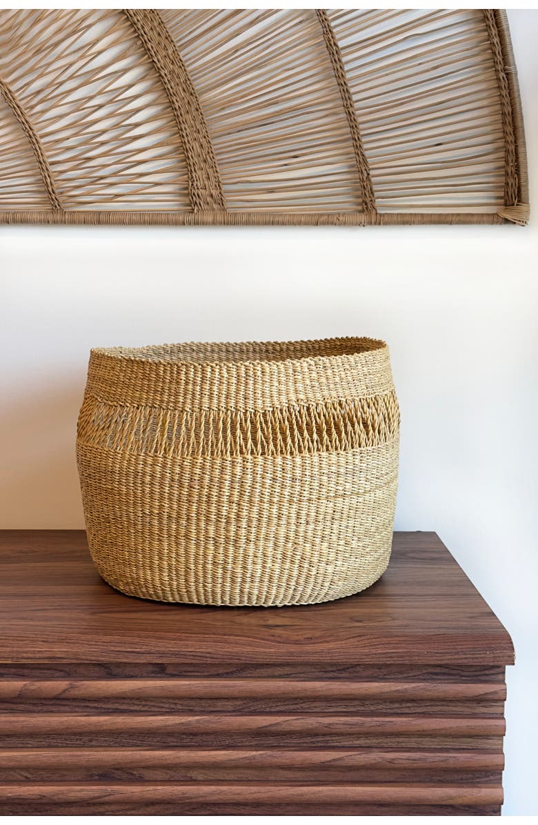 Mbare Mixed Weave Natural Planter Basket, Alternate, color, Natural