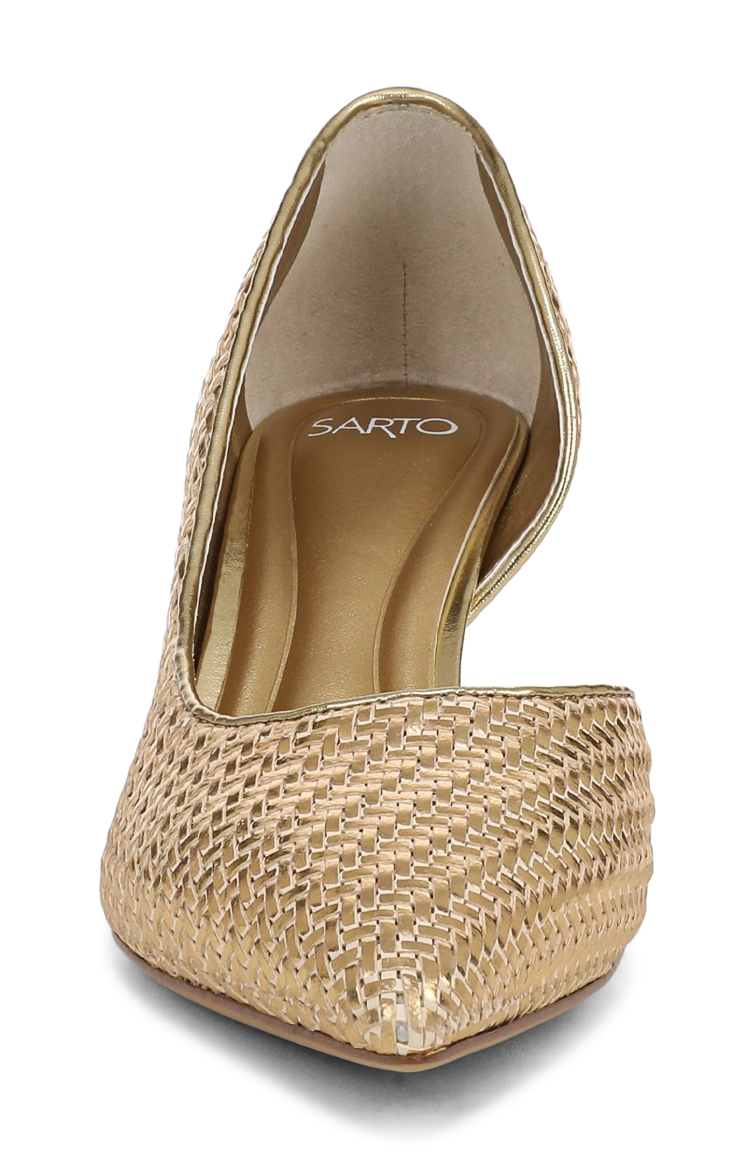 Tawny Pointed Toe Half d'Orsay Pump, Alternate, color, GOLD