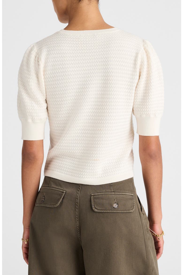 Puff Sleeve Merino Wool & Silk Sweater, Alternate, color, IVORY