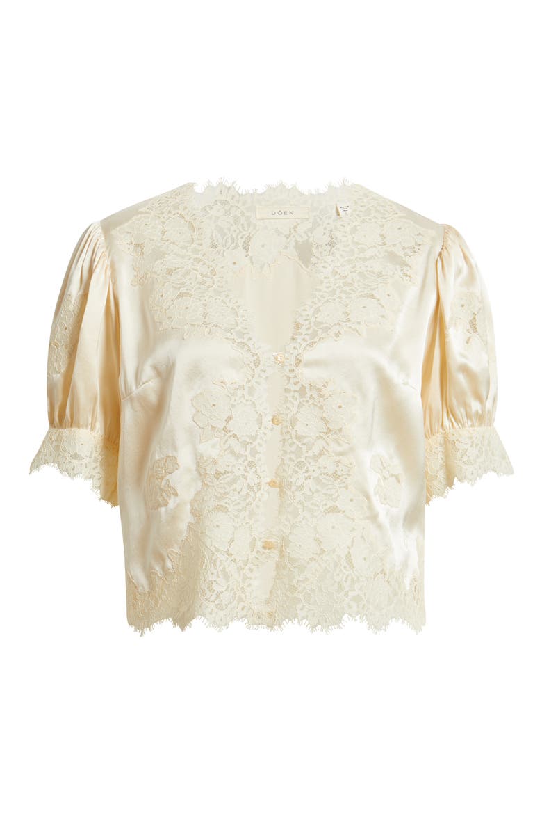 Idella Lace Silk Top, Alternate, color, CANDLELIGHT