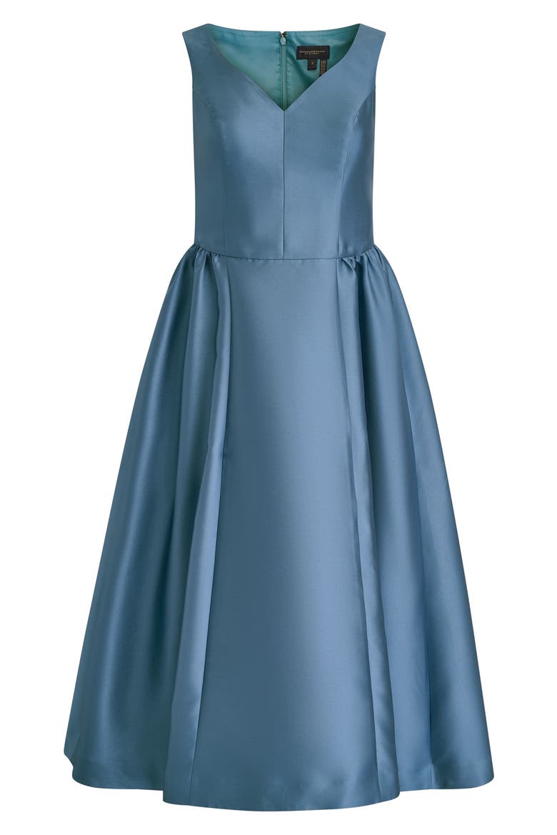 Satin A-Line Midi Dress, Alternate, color, WASHED INDIGO