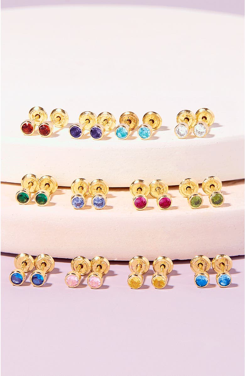 In Season Jewelry 14k Tiny Cubic Zirconia Birthstone Earrings, Alternate, color, August