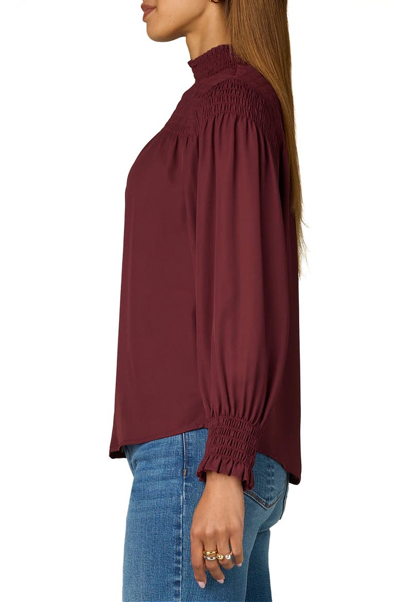 Long Smock Flounce Sleeve Funnel Neck Top, Alternate, color, ZINFANDEL