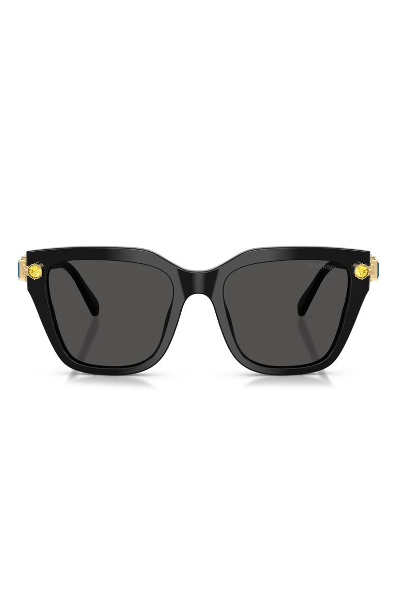 Swarovski 53mm Irregular Sunglasses, Main, color, Black / Dark Grey