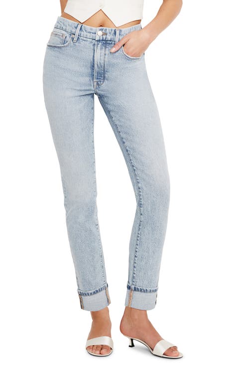 Good Classic High Waist Cuff Skinny Jeans (Indigo 703) (Regular & Plus)