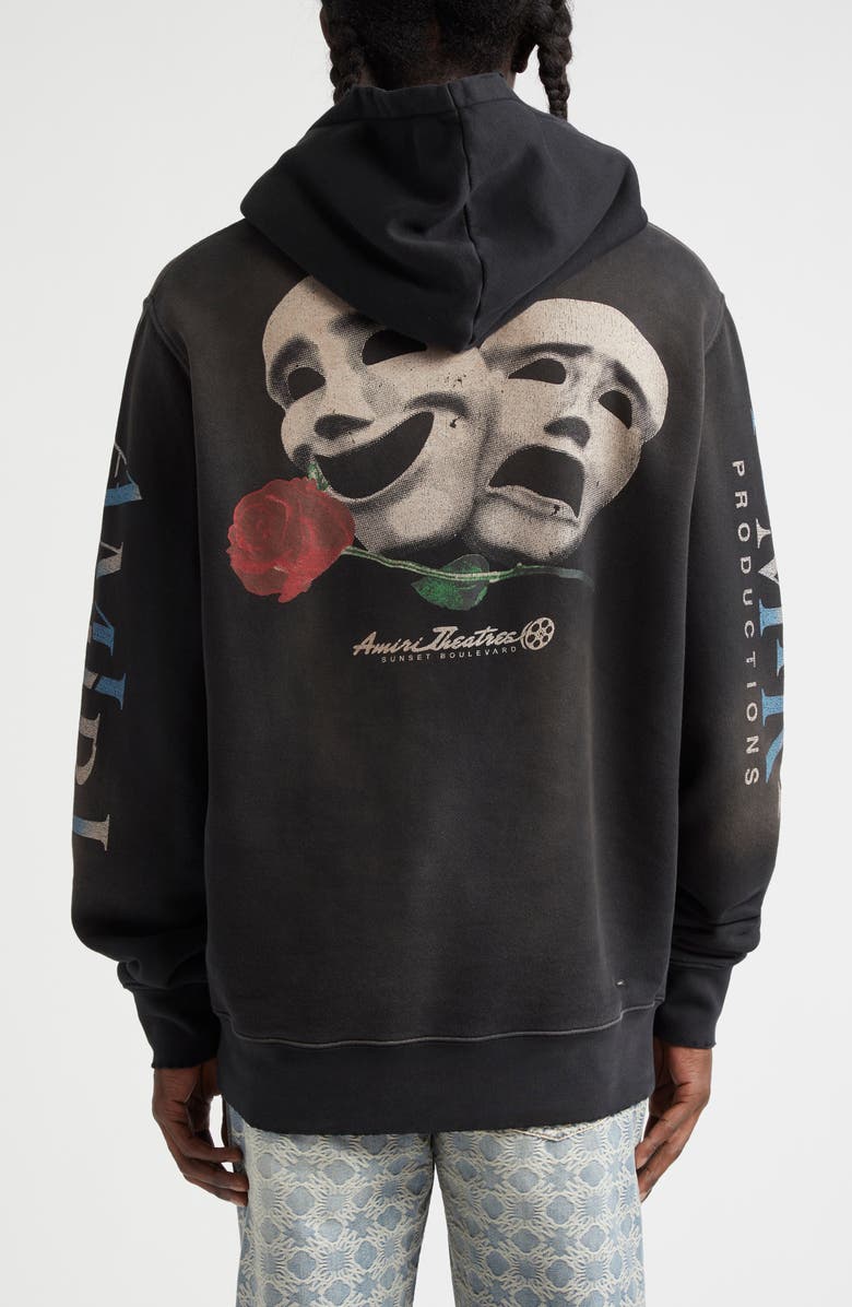AMIRI Theater Masks Graphic Hoodie, Alternate, color, Black