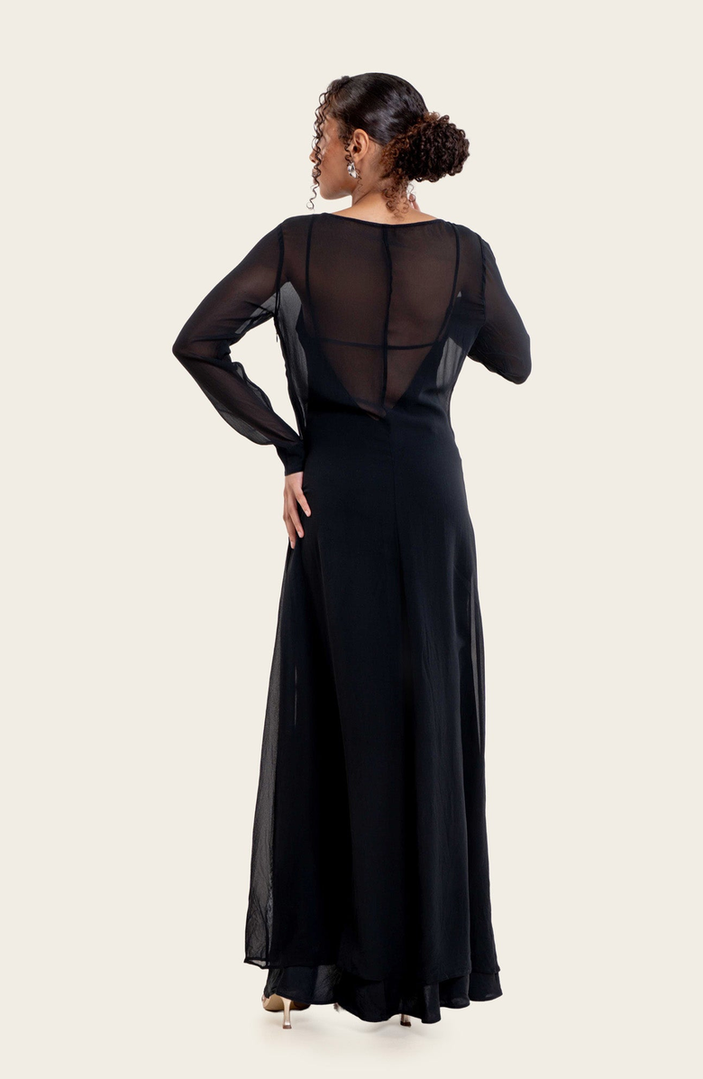 Italic Monroe Silk Maxi Dress Set, Alternate, color, Black