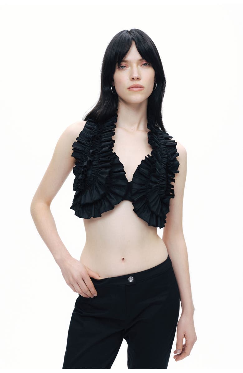 Nocturne Ruffle Detailed Crop Top, Alternate, color, 