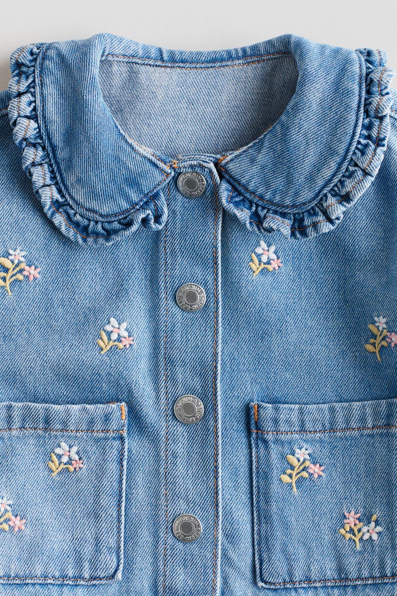 Embroidery-detail Denim Jacket, Alternate, color, Denim blue/floral