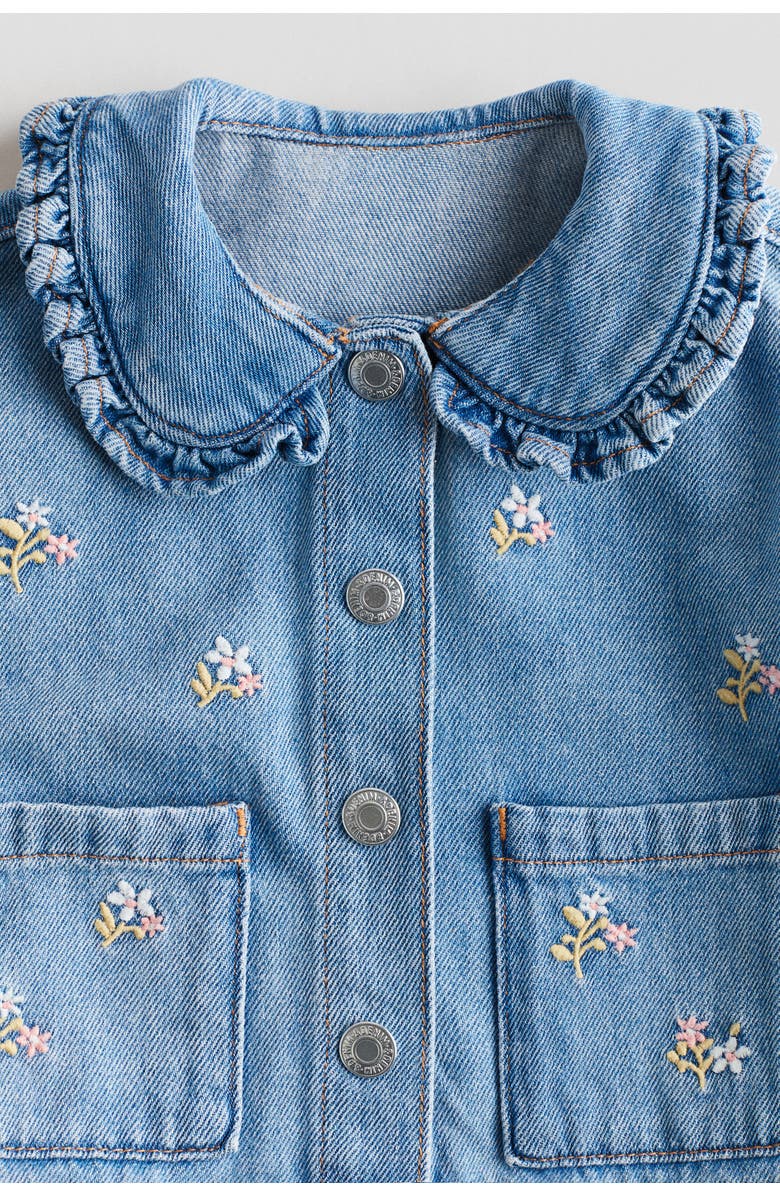 H&M Embroidery-detail Denim Jacket, Alternate, color, Denim Blue/Floral
