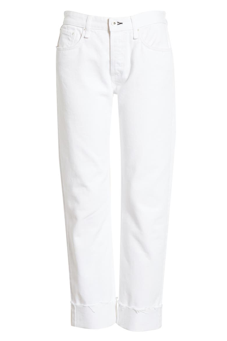 Rosa High Waist Raw Hem Boyfriend Jeans, Alternate, color, WHITE