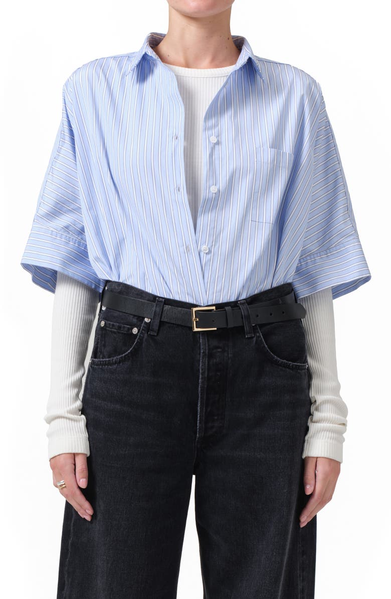 Citizens of Humanity Claire Origami Elbow Sleeve Cotton Button-Up Shirt, Main, color, 