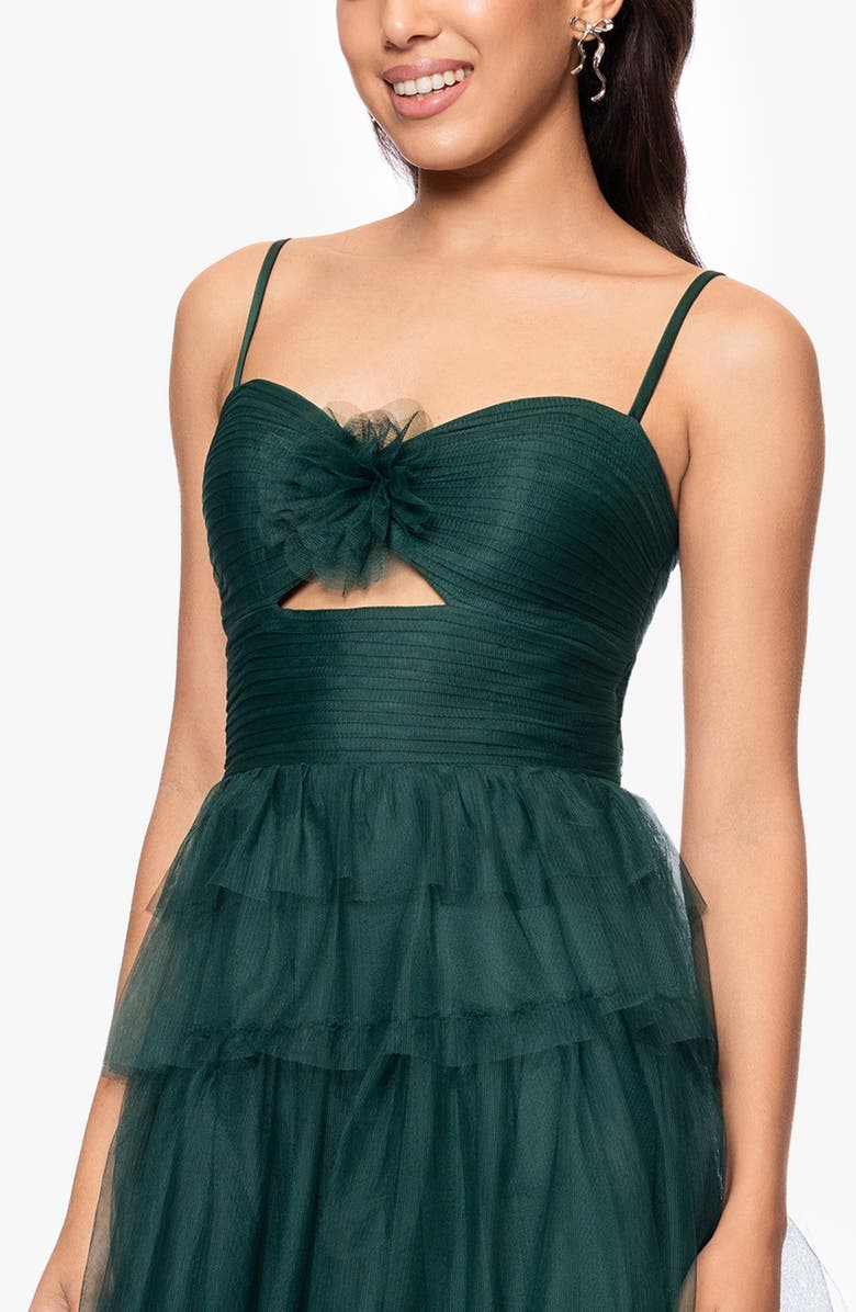 Blondie Nites Rose Ruffle Tiered Mesh A-Line Gown, Alternate, color, 