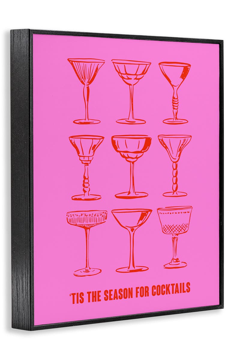 Stupell Industries 'Tis The Season Framed Canvas Wall Art, Alternate, color, Pink