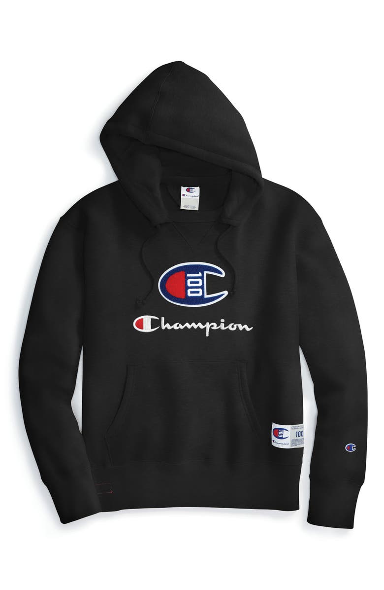 Champion Century Collection Logo Pullover Hoodie, Alternate, color, 