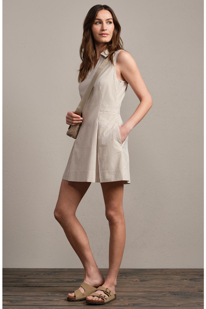 Saltair Stripe Seersucker Minidress, Alternate, color, TAUPE STRIPE