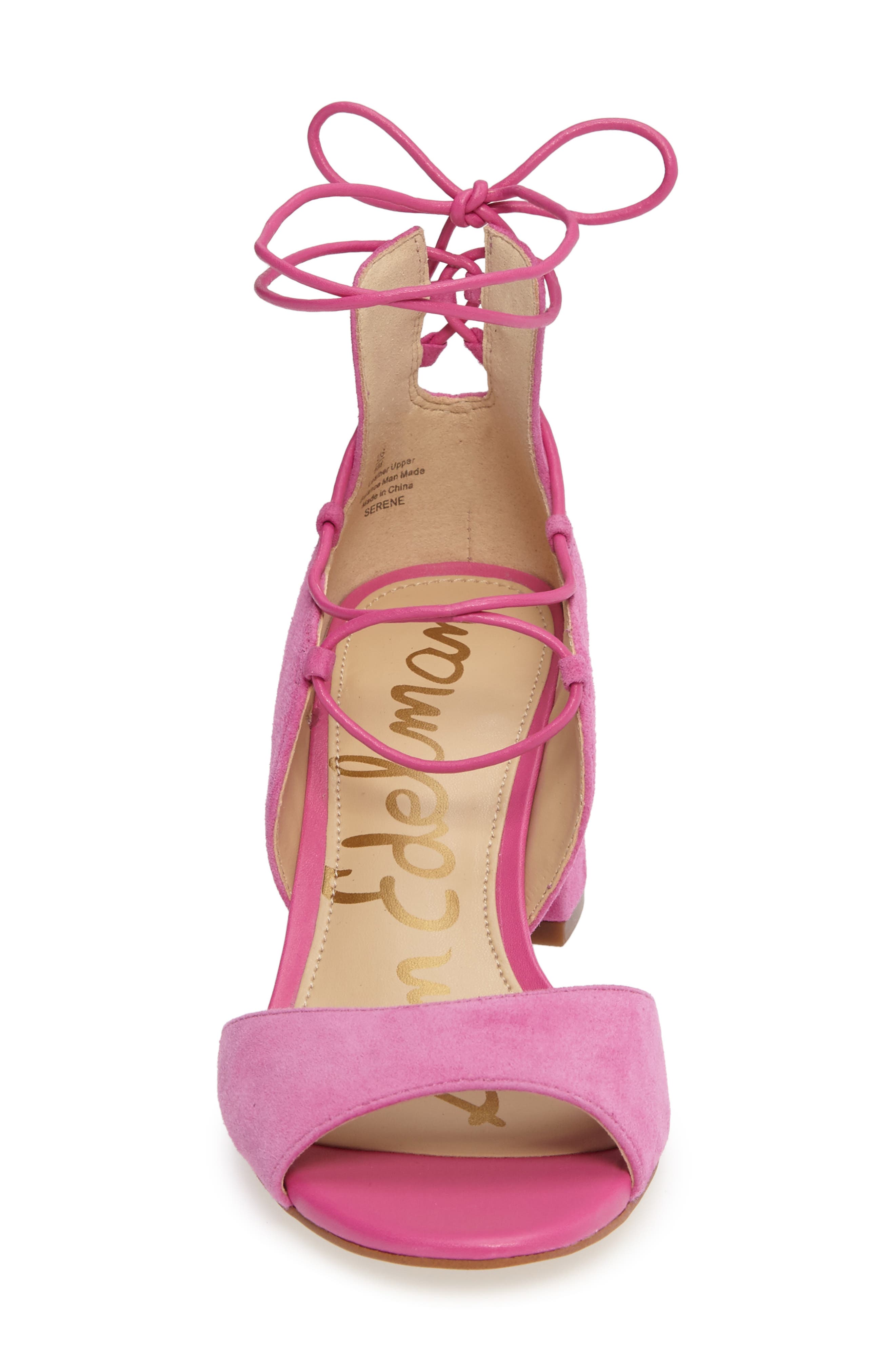 Serene Lace-Up Sandal, Alternate, color, HOT PINK SUEDE