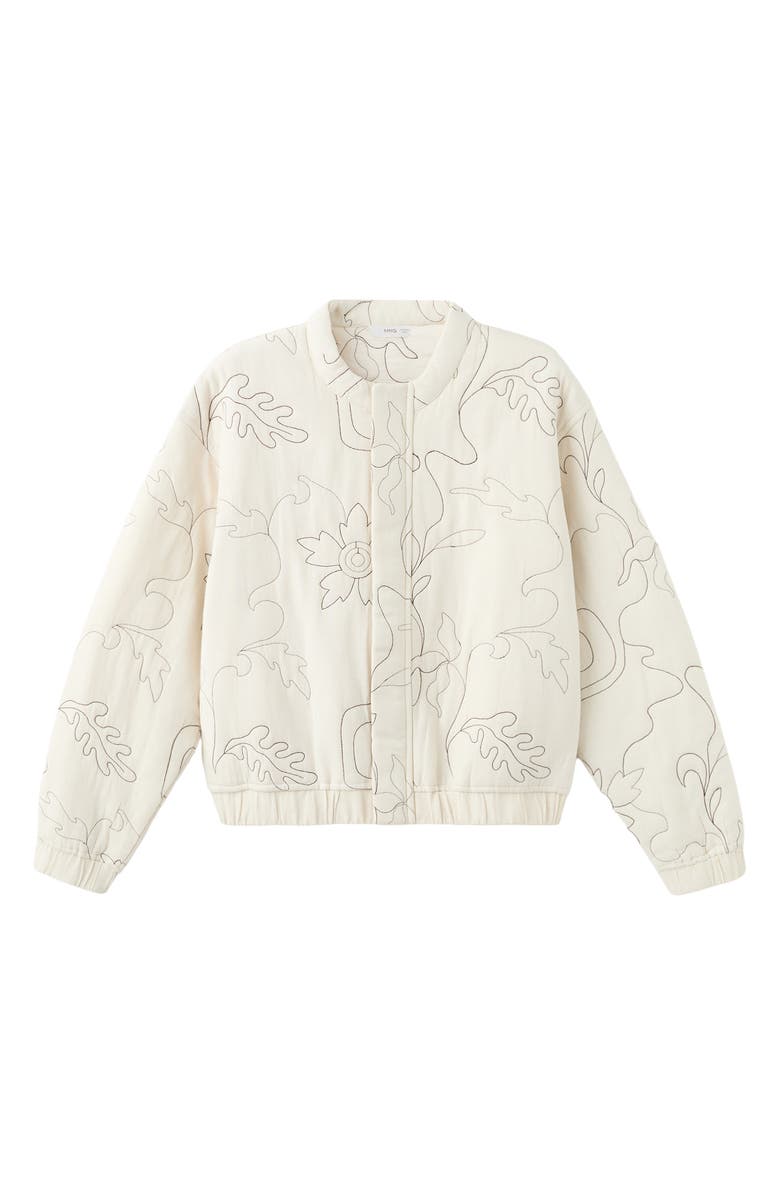 MANGO TEEN Embroidered Quilted Jacket, Alternate, color, Beige