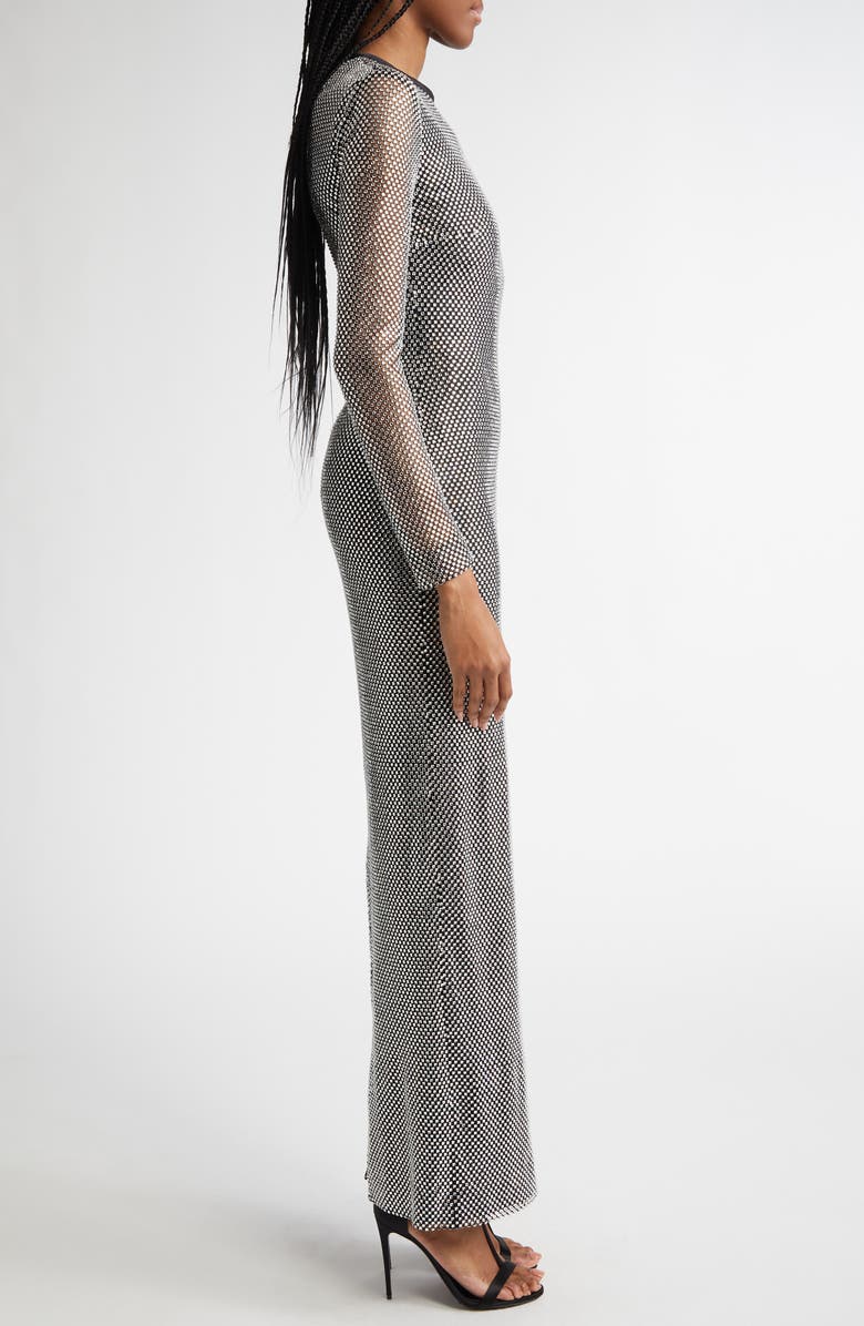 Dolce&Gabbana Crystal Embellished Long Sleeve Gown, Alternate, color, S0998 Argento