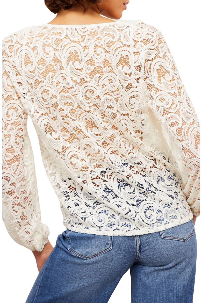 Long Sleeve Lace Ruffle Top, Alternate, color, CREAM