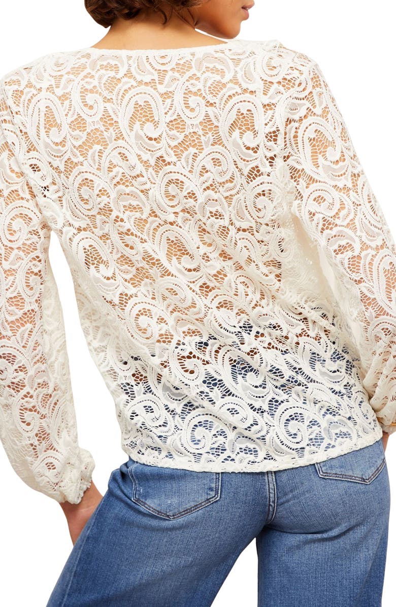 Friends Like These Long Sleeve Lace Ruffle Top, Alternate, color, Cream
