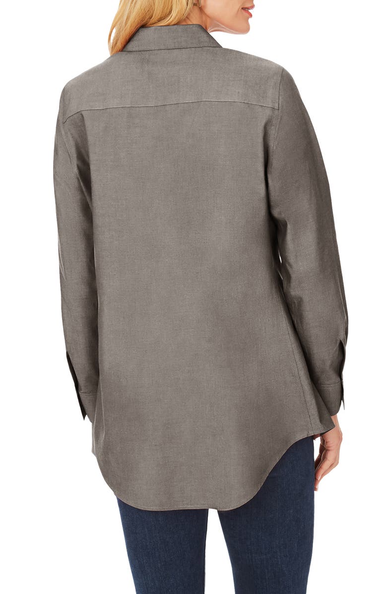Foxcroft Cici Non-Iron Tunic Blouse, Alternate, color, Charcoal