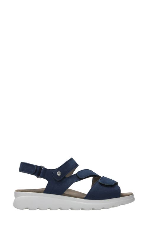 Wolky Ikaria Ankle Strap Platform Wedge Sandal In Denim Nubuck
