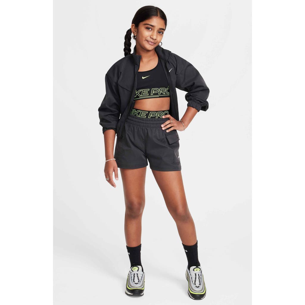 Nike Women's Sportswear Girls' Woven Cargo Shorts In Black/white