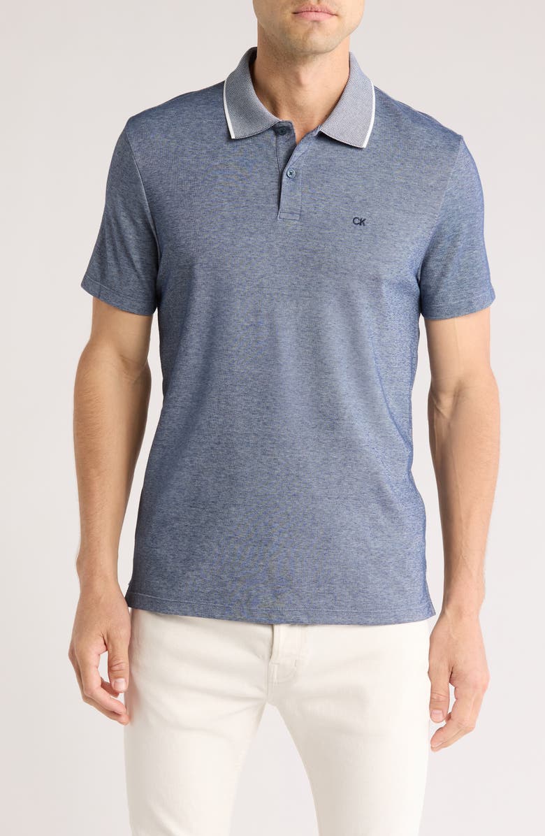 Calvin Klein Birdseye Heather Interlock Polo, Main, color, 