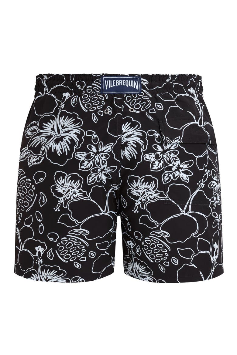 Men Swim Shorts Tropical Turtles Ink, Alternate, color, black