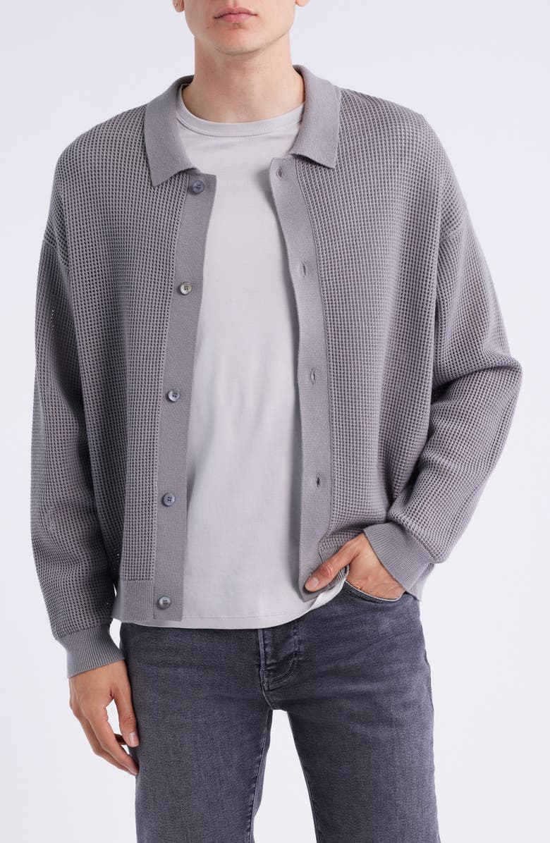 FRAME Open Stitch Cardigan, Main, color, Cloud Grey