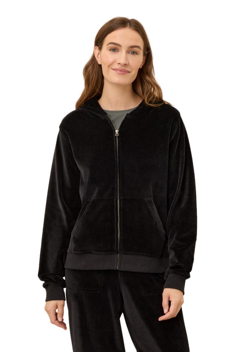 Organic Cotton Pure Velour Zip Hoodie, Alternate, color, Black