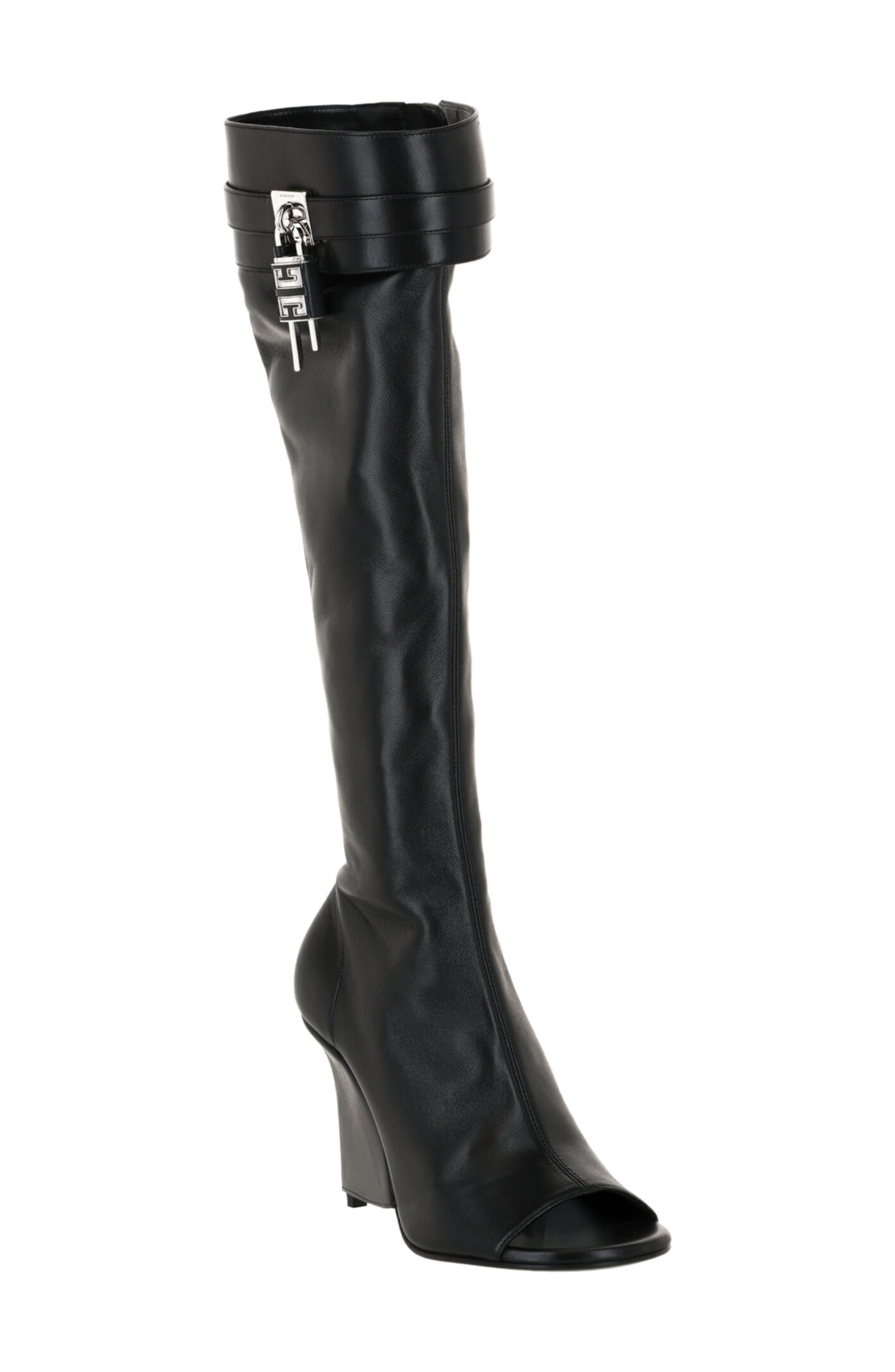 Givenchy Shark Lock Stiletto Wedge Knee High Boot, Main, color, 