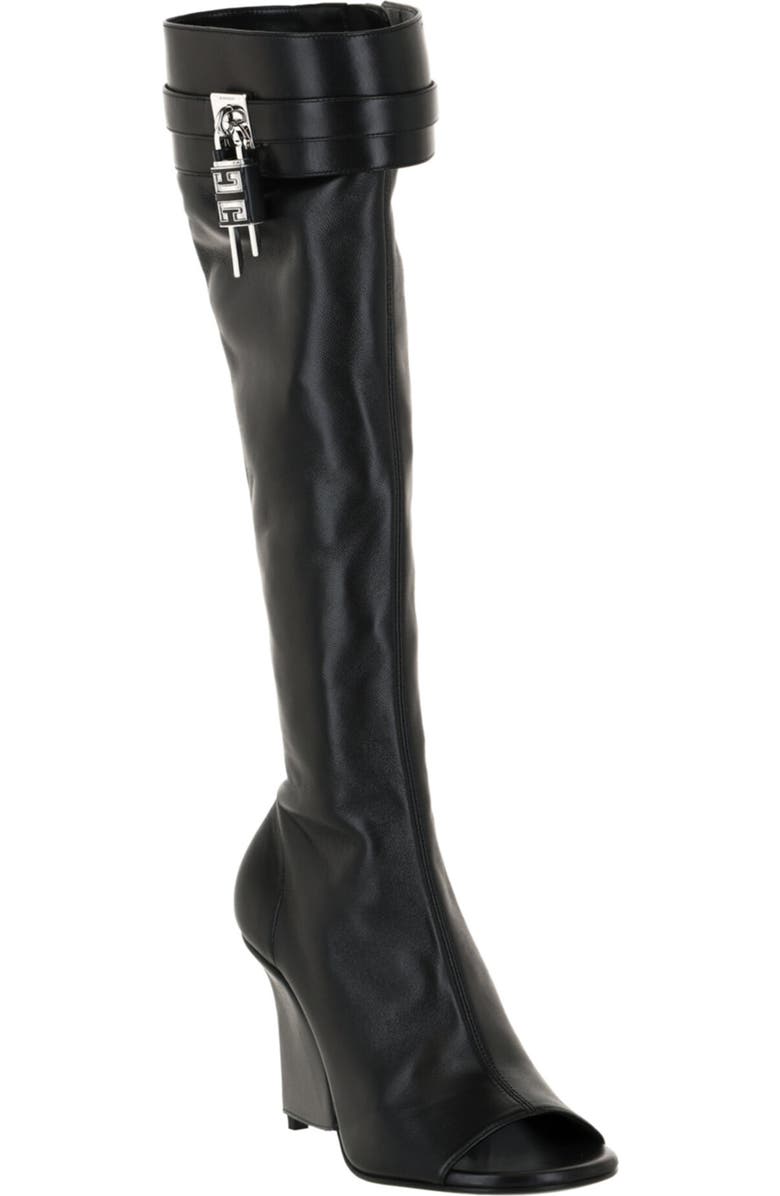 Givenchy Shark Lock Stiletto Wedge Knee High Boot, Main, color,