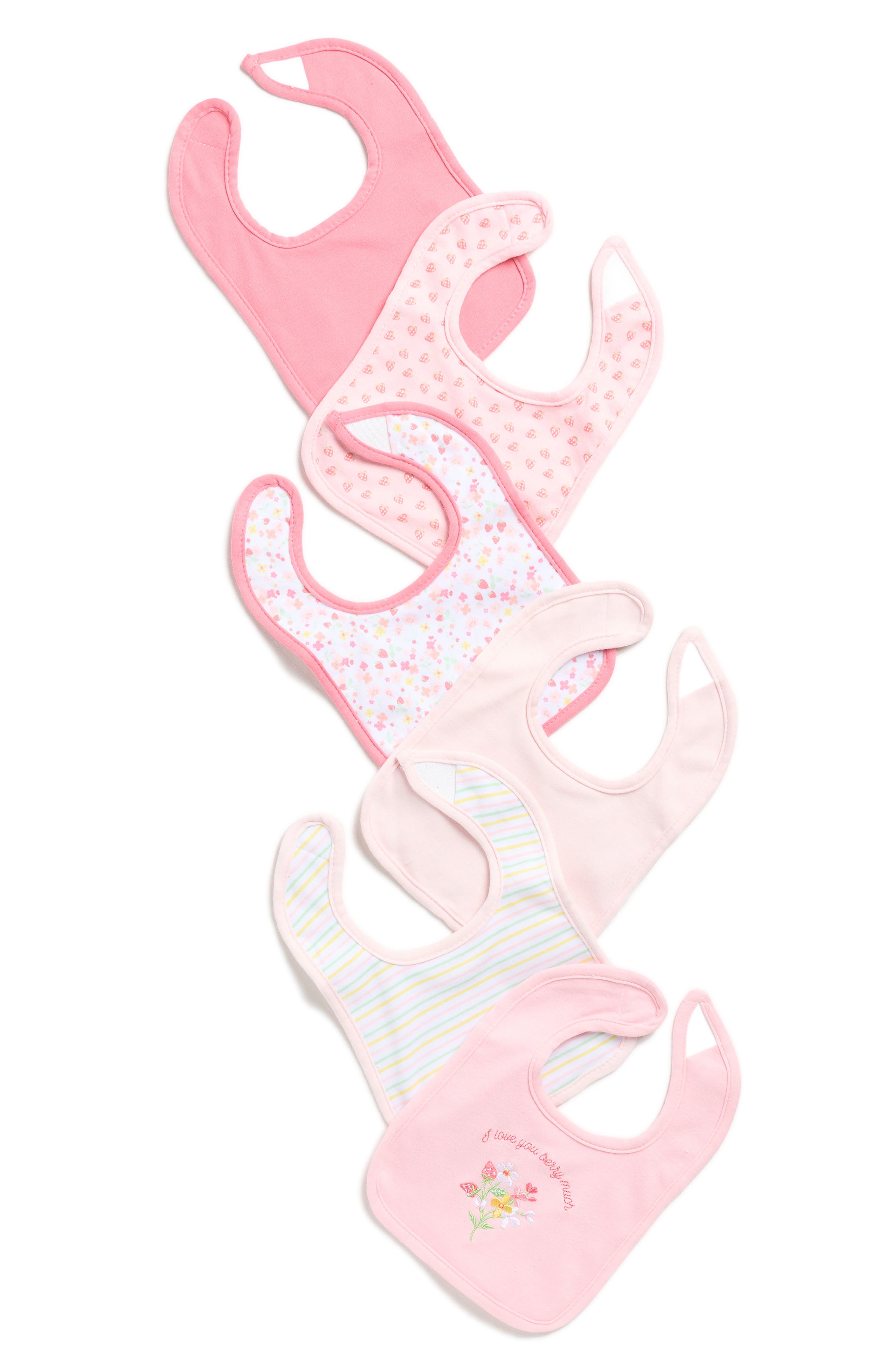 Little Me 6-Pack Assorted Berry Floral Bibs