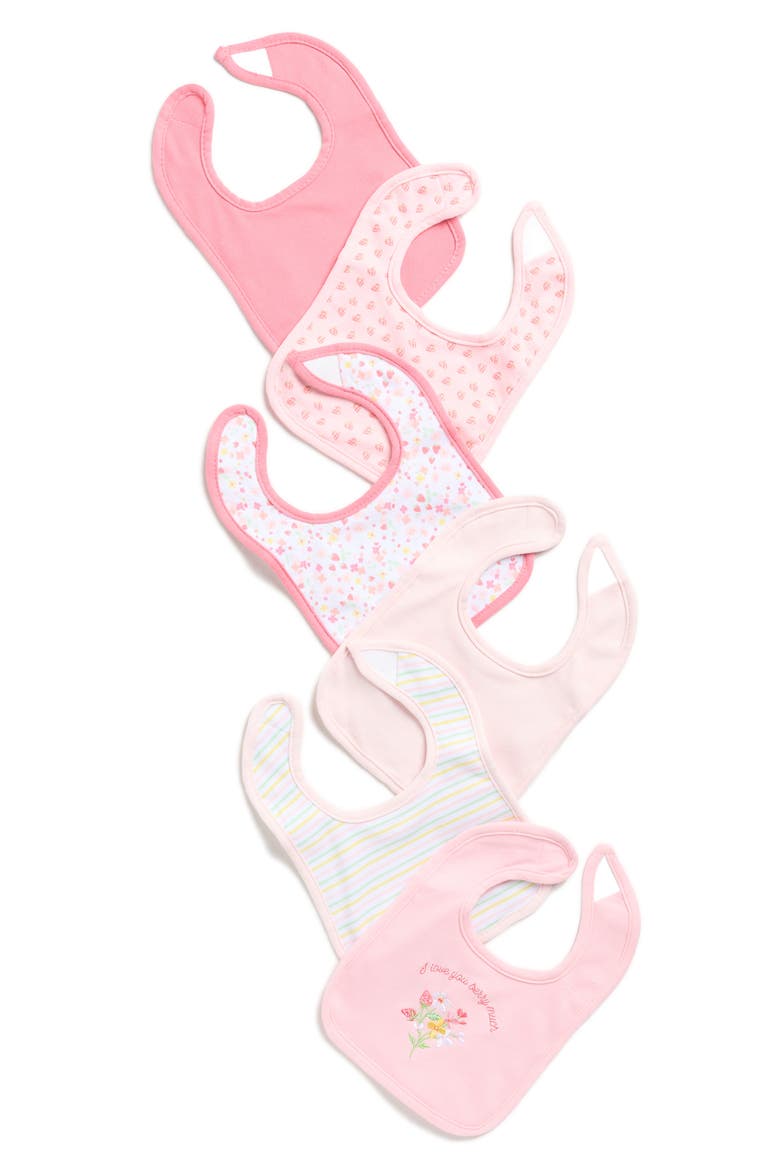 6-Pack Assorted Berry Floral Bibs, Main, color, PINK MULTI