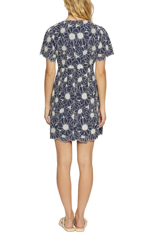 Lost + Wander Zenith Bloom Embroidered Cotton Minidress In Blue