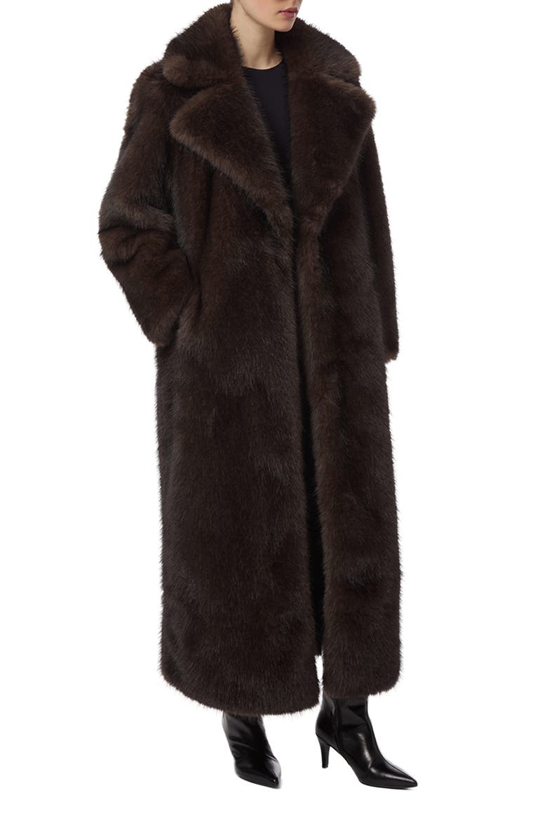 Gabrielle Faux Fur Maxi Coat, Alternate, color, FAUVE MULTI
