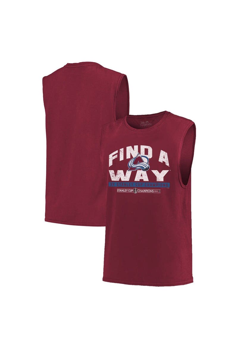 Men's Majestic Threads Burgundy Colorado Avalanche 2022 Stanley Cup Champions Softhand Muscle Tank, Main, color, Burgundy